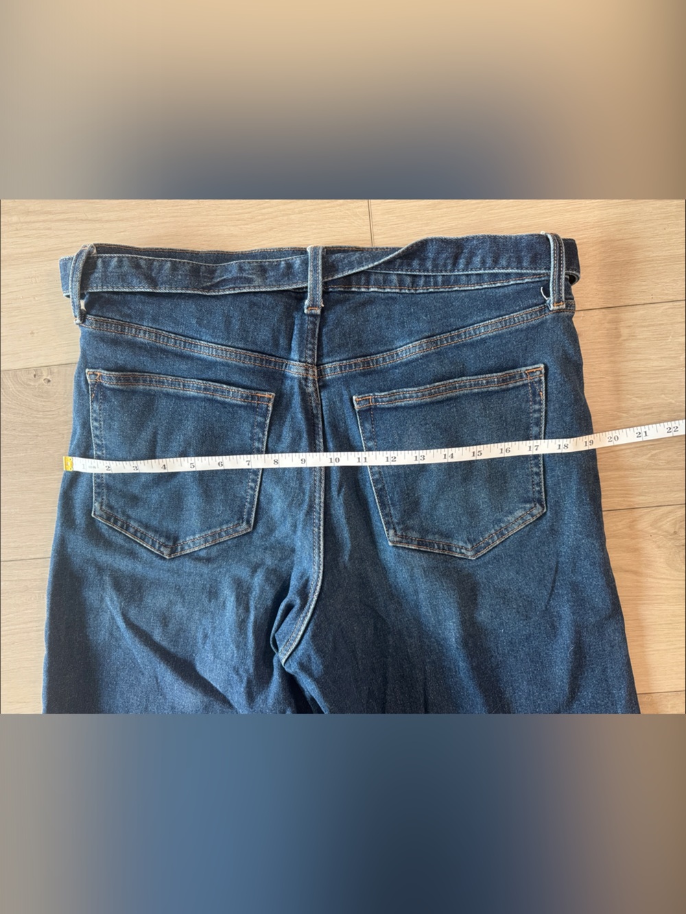 GAP Jeans - Indigo, Wide Leg, Raw Edge, High-Rise, Self Belt - Picture 13 of 13